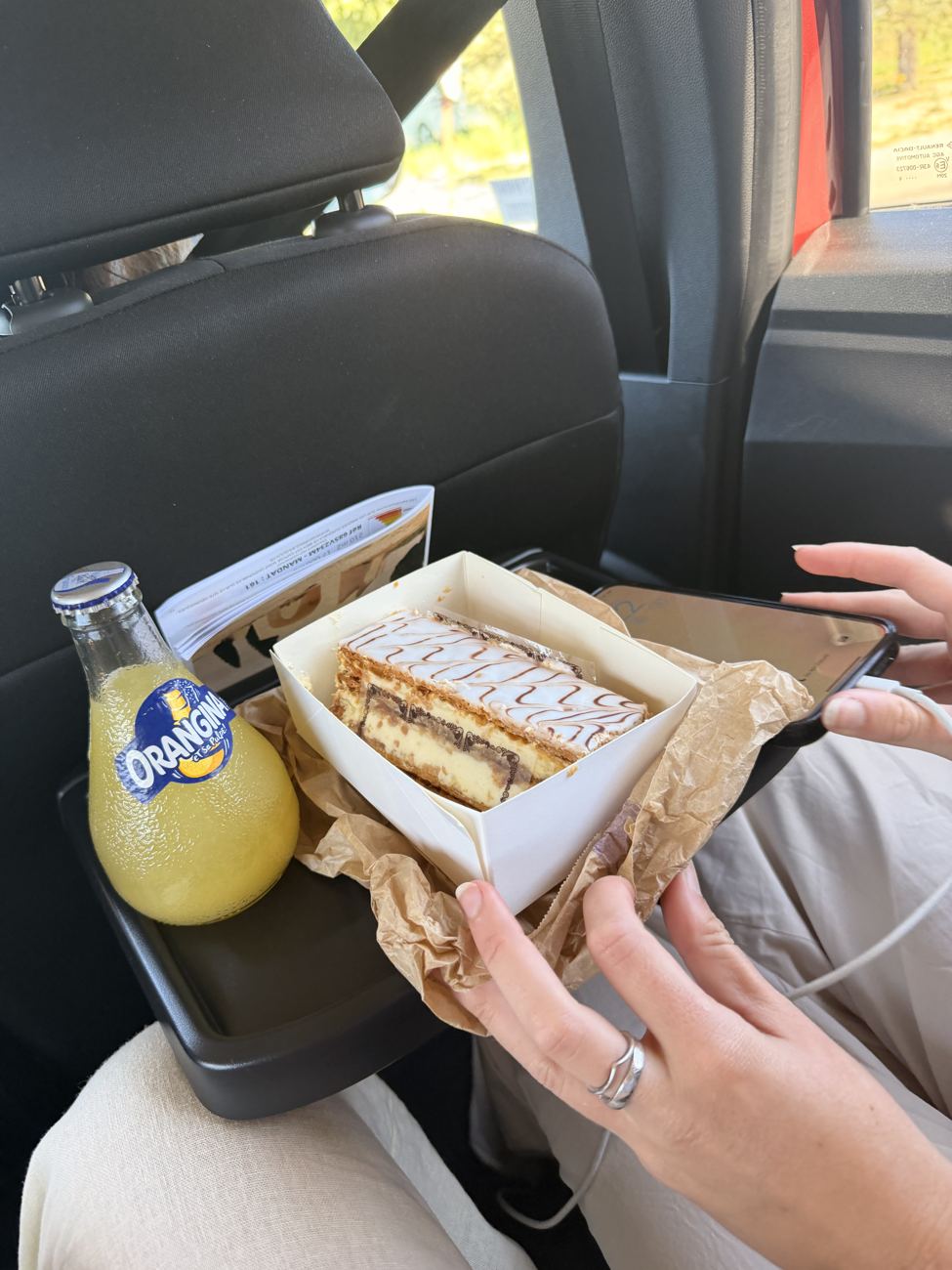 A packed lunch balanced in the car on the drive down to the coast